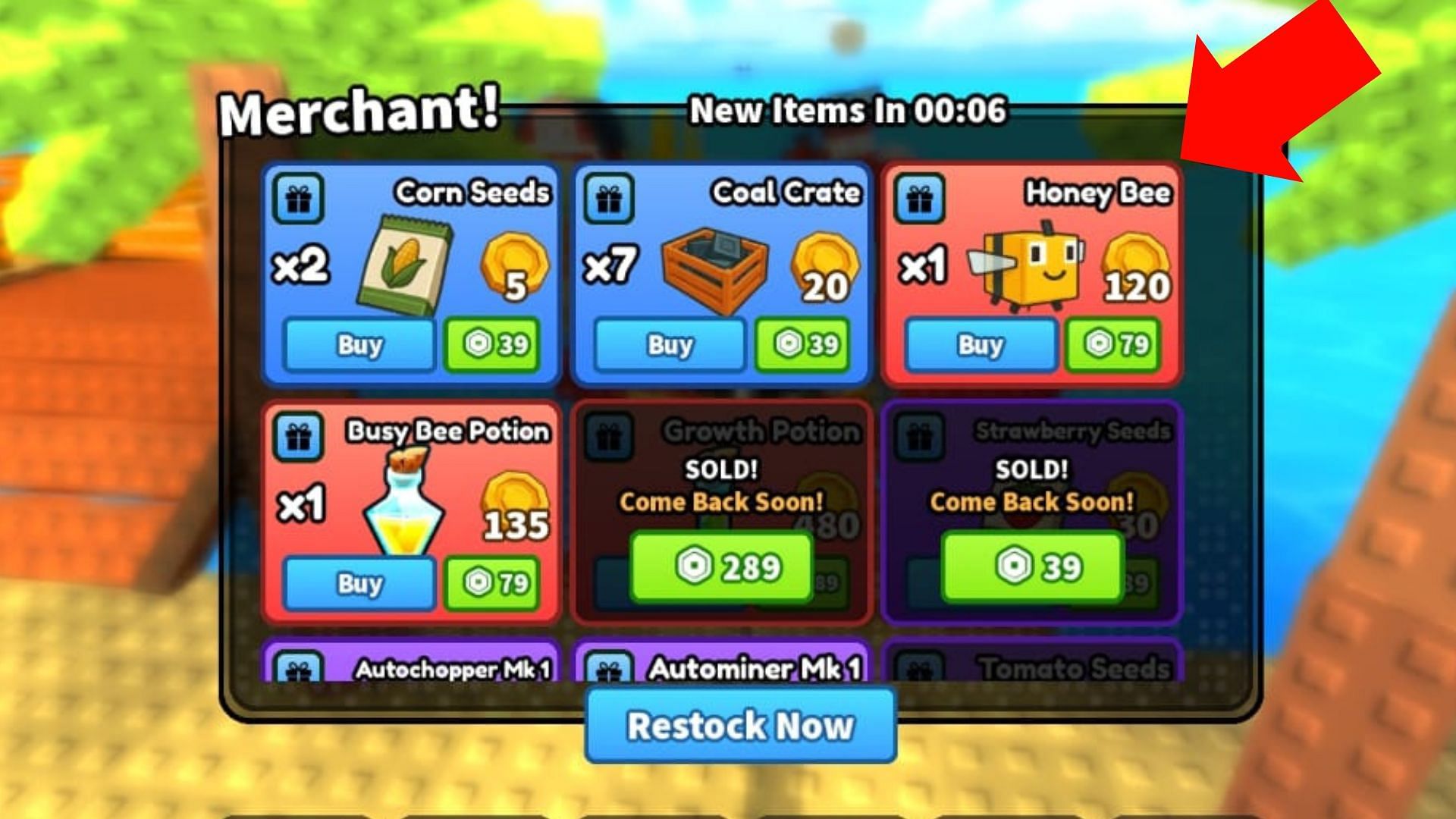 Buy Honey Bees from Merchant Mike (Image via Roblox)
